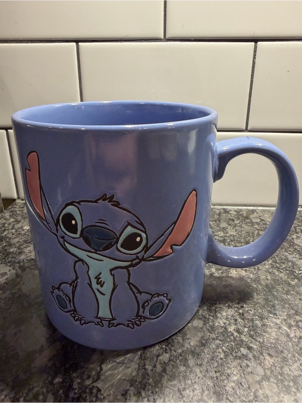 20 oz. Disney Periwinkle Stitch Cartoon Mug with Pink Ear Accents
